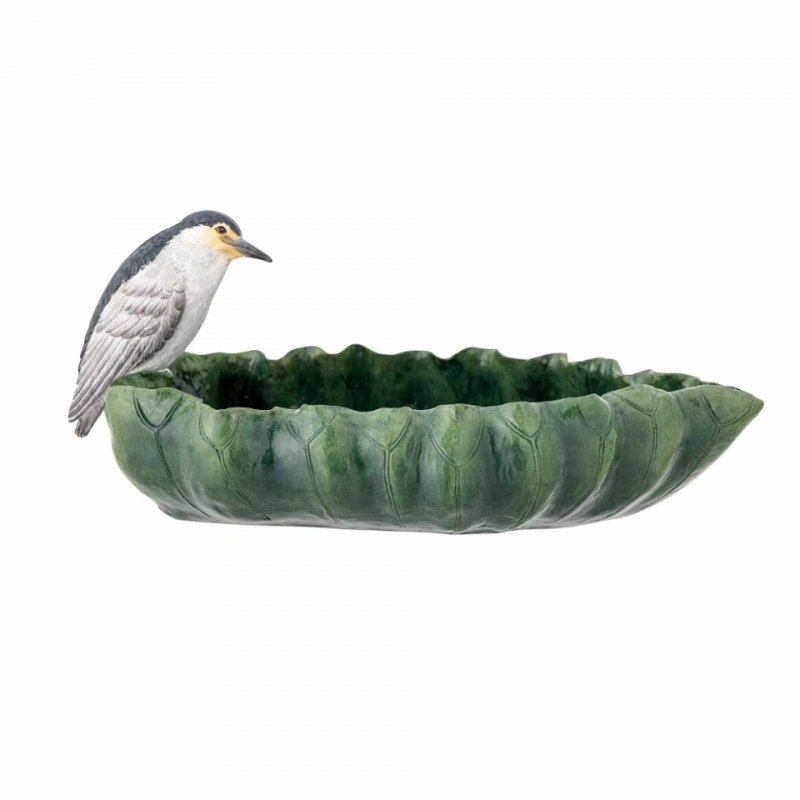 Bloomingville NEIMI Misa Dekoracyjna z Ptaszkiem 37,5 cm / Zielona
