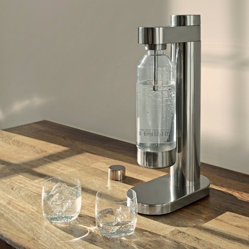 Stelton BRUS CARBONATOR Ekspres do Gazowania - Stalowy Saturator do Wody Gazowanej / Srebrny Połysk