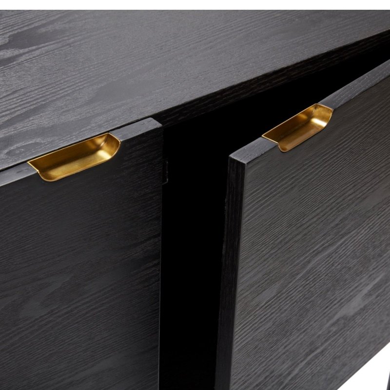 Hübsch NORDIC Komoda 100 cm Czarna / Złote Uchwyty