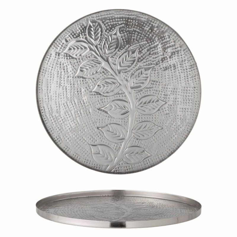 Bloomingville LEILA Metalowa Taca Dekoracyjna 30 cm / Srebrna