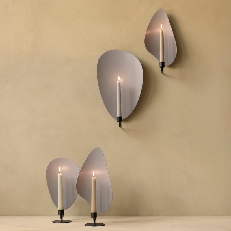 Audo FLAMBEAU Świecznik Stołowy 34 cm Brązowy Mosiądz / Szary