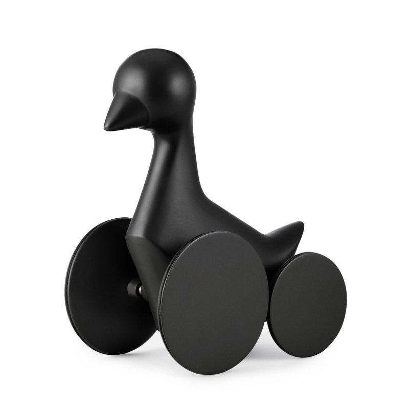 Normann Copenhagen DUCKY Dekoracja - Zabawka Drewniana - Ptaszek na Kółkach / Czarny