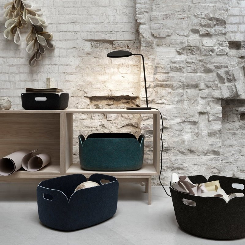Muuto RESTORE Pojemnik - Kosz Filcowy do Przechowywania Okrągły - Aqua