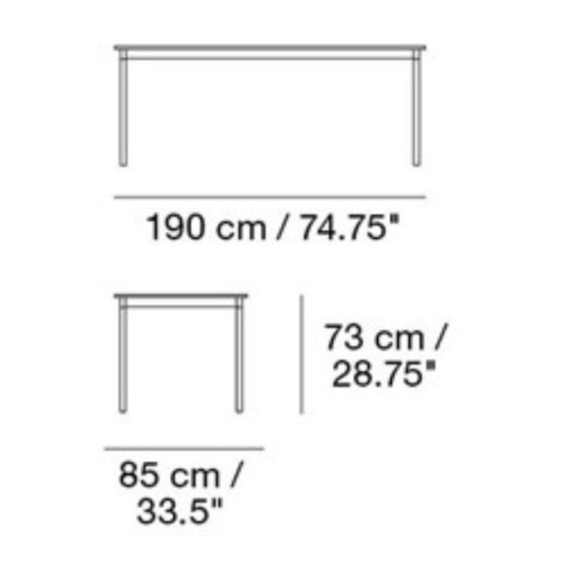 Muuto BASE Stół 190x85 cm Czarny - Blat Linoleum
