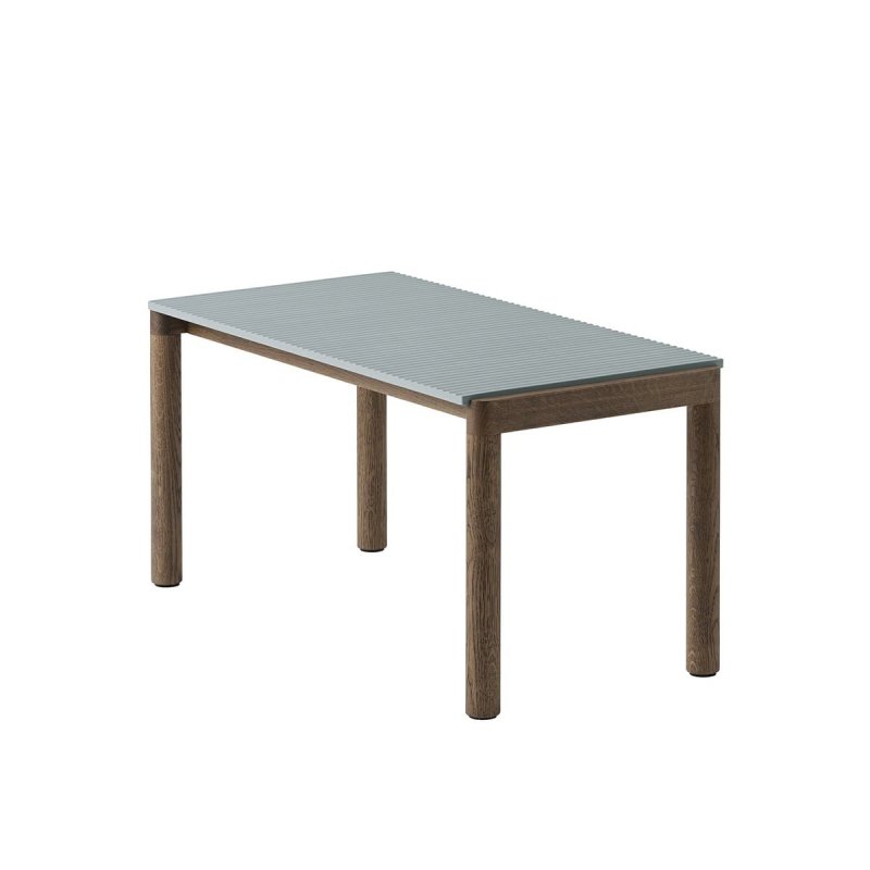 Muuto COUPLE Stolik Kawowy z Ceramicznym Blatem 84x40 cm / Ciemny Dąb - Blat Wavy Niebieski Pale Blue