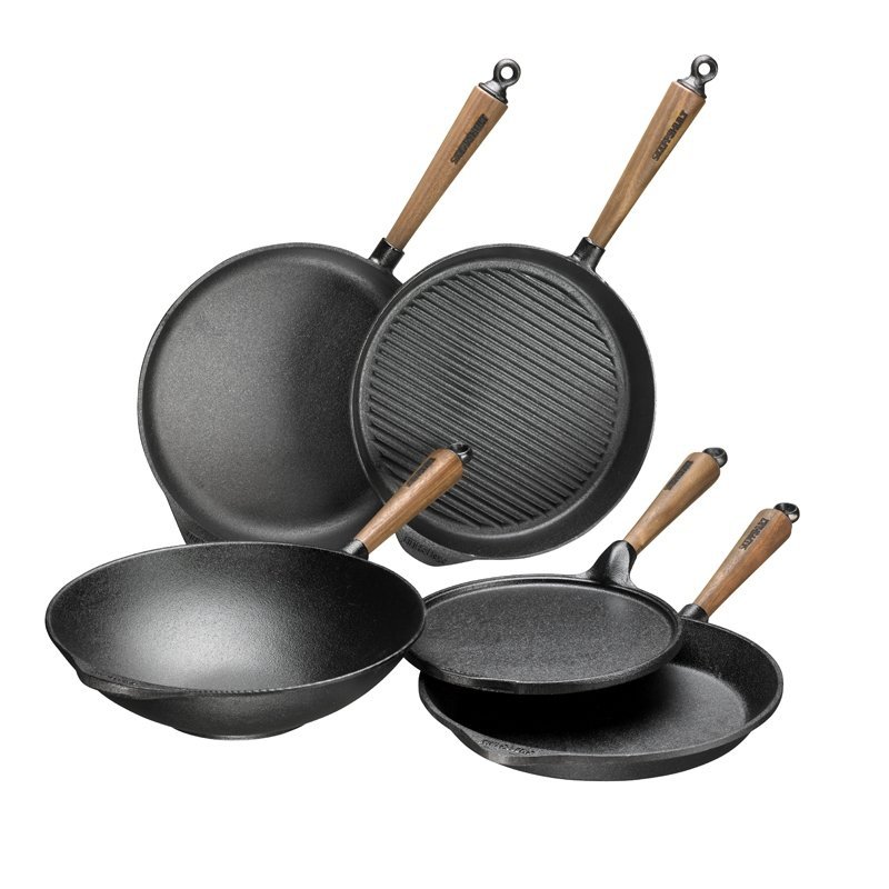 Skeppshult - Patelnia Żeliwna Głęboka 28 cm / Rączka z Drewna Orzechowego