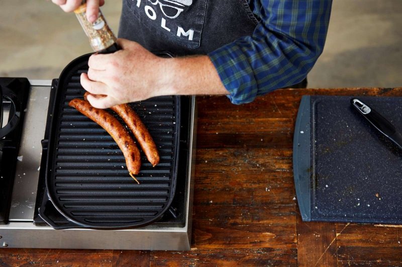 Holm CAST IRON Żeliwna Płyta - Patelnia Grillowa 39 cm Czarna