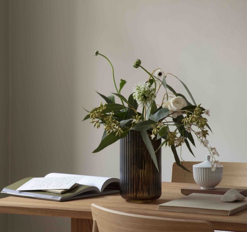 Lyngby Porcelain LYNGBY Wazon Szklany 25 cm Zielony / Oliwkowy