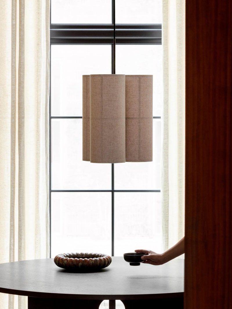Audo HASHIRA Potrójna Lampa Wisząca 37 cm / Lniany Klosz