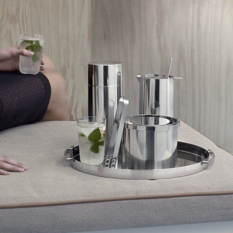 Stelton CYLINDA Okrągła Taca do Serwowania 33 cm / Srebrna