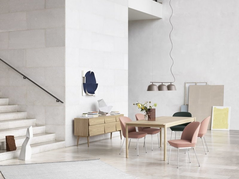 Muuto OSLO Krzesło Tapicerowane - Beżowe / Rama Chromowana (Tkanina Ocean 32)