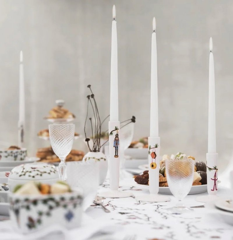 Kähler HAMMERSHØI CHRISTMAS Świecznik Świąteczny 16 cm Zdobiony / Biały