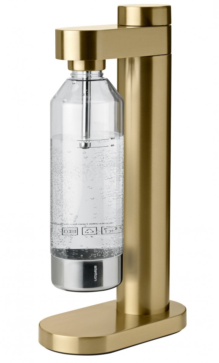 Stelton BRUS CARBONATOR Ekspres do Gazowania - Stalowy Saturator do Wody Gazowanej / Złoty Mosiądz