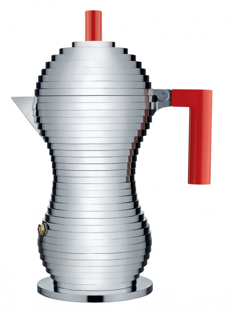 Alessi PULCINA Kawiarka - Zaparzacz do Espresso 300 ml - Czerwona Rączka
