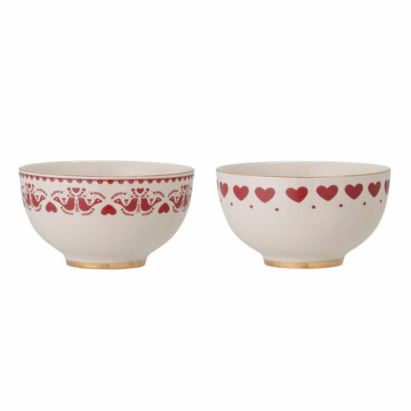 Bloomingville CHRISTMAS JOLLY Świąteczna Miseczka 14 cm / Zestaw 2 Szt. Czerwony