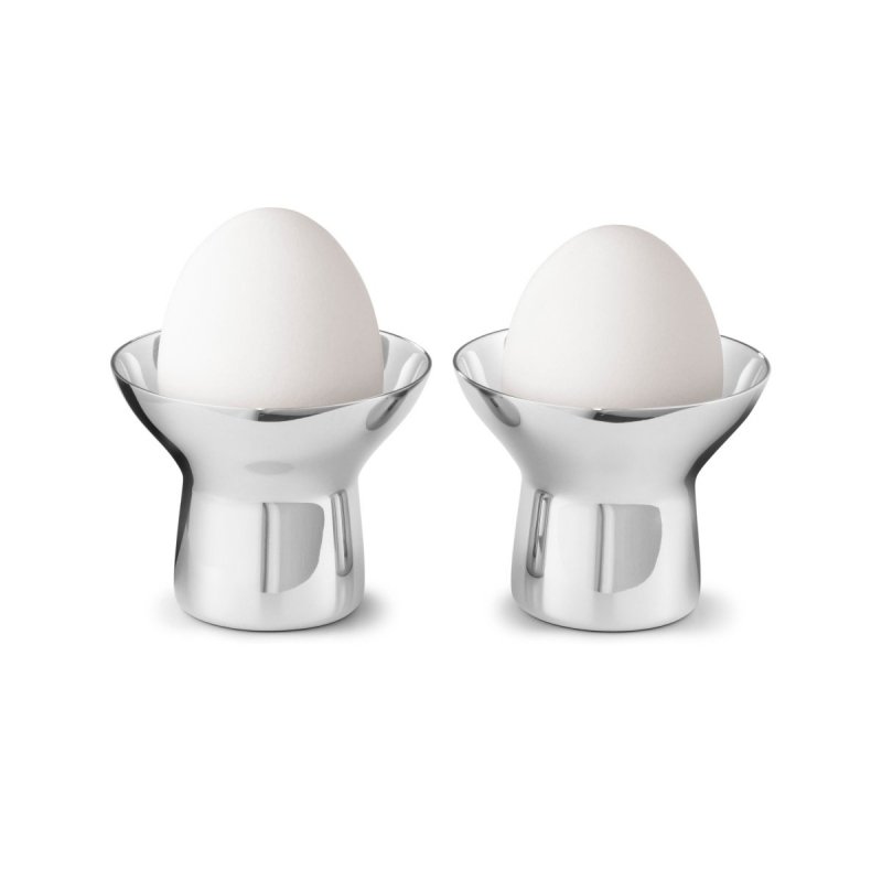 Georg Jensen ALFREDO Stalowe Kieliszki do Jajek 2 Szt. / Srebrne