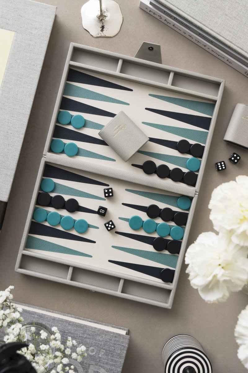 Printworks GAMES Zestaw do Gry Reverra - Backgammon / Szaro - Zielony