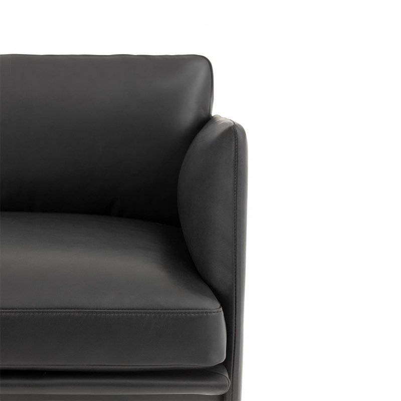 Muuto OUTLINE Sofa 2-Osobowa - Ciemnoszara - Tkanina Remix 163 / Czarne Nogi