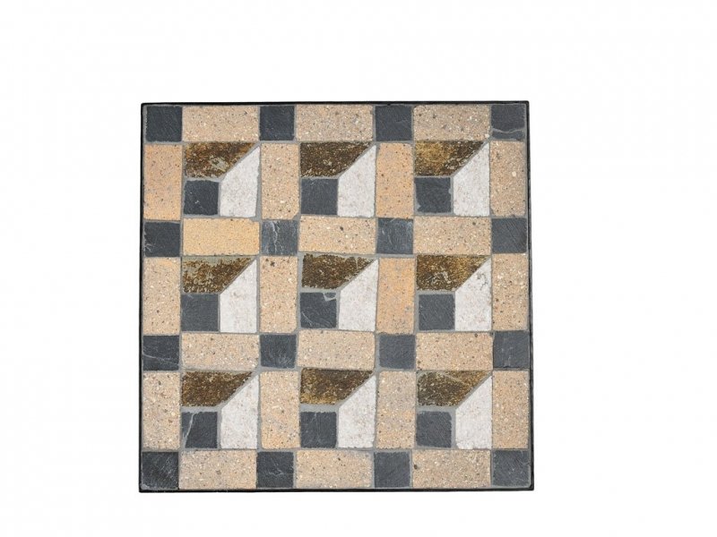 Villa Collection KARV Stolik Pomocniczy 54 cm Czarny z Kamiennym Blatem