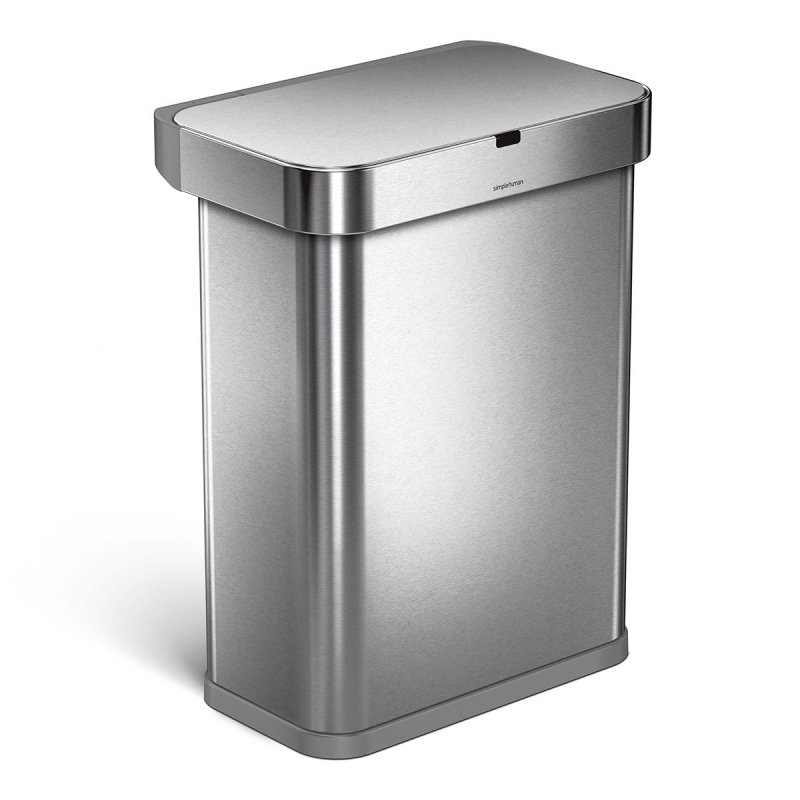 simplehuman LINER POCKET VOICE Automatyczny Kosz na Śmieci 58 l z Możliwością Otwierania Głosem / Srebrny