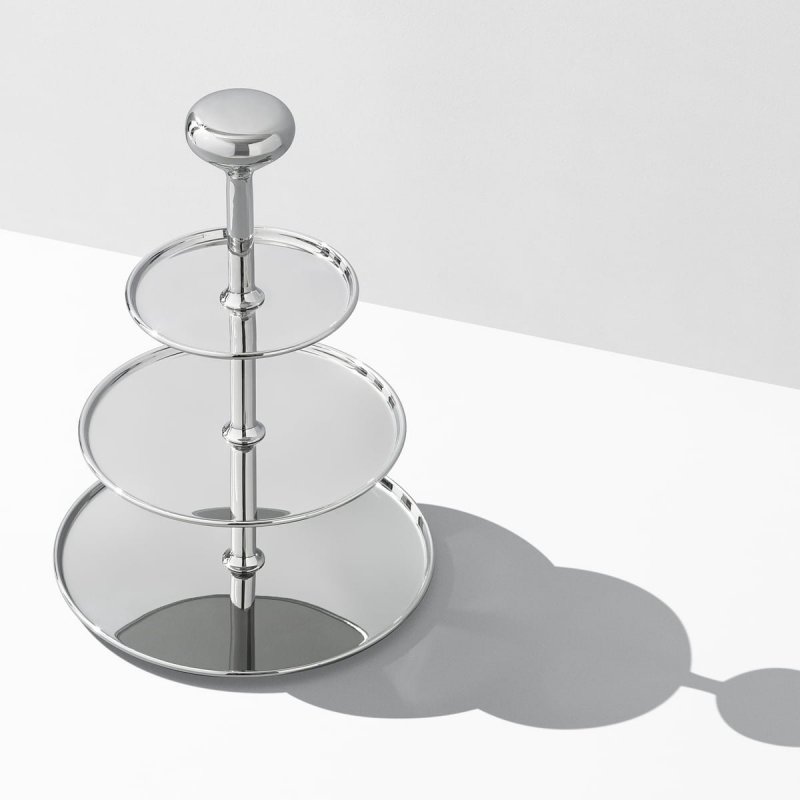 Georg Jensen ALFREDO Etażerka Stalowa 3-Piętrowa / Srebrna Polerowana