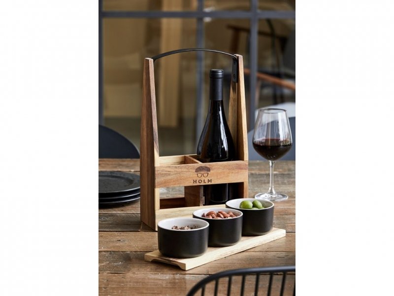Holm WOODEN Skrzynka na Butelki - Stojak na Wino z Drewna Akacji
