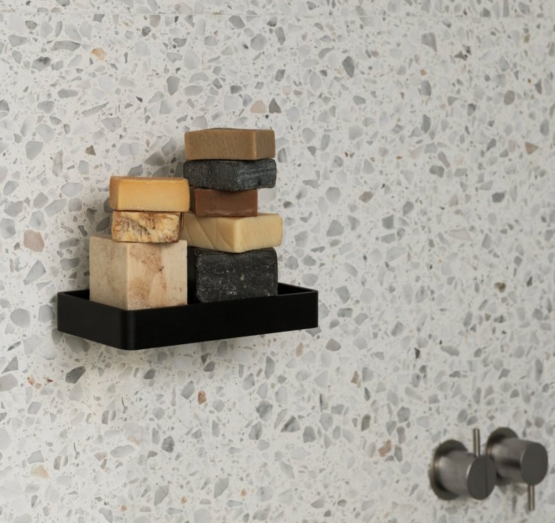 Menu BATH Ścienna Półka Łazienkowa 20 cm / Czarna - Czarny Marmur