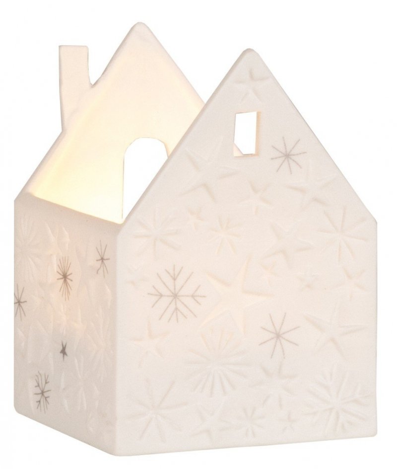 Rader CHRISTMAS Porcelanowy Świecznik Świąteczny - Domek w Śnieżynki
