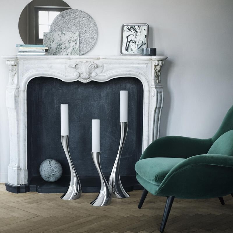 Georg Jensen COBRA Świecznik Podłogowy 60 cm Srebrny / Stal Polerowana