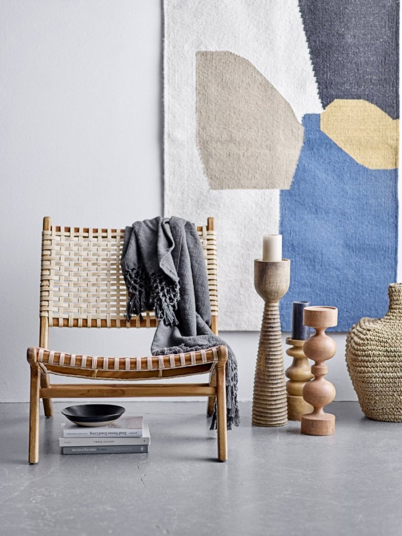 Bloomingville KEILA Fotel Lounge / Drewno Tekowe i Rattan