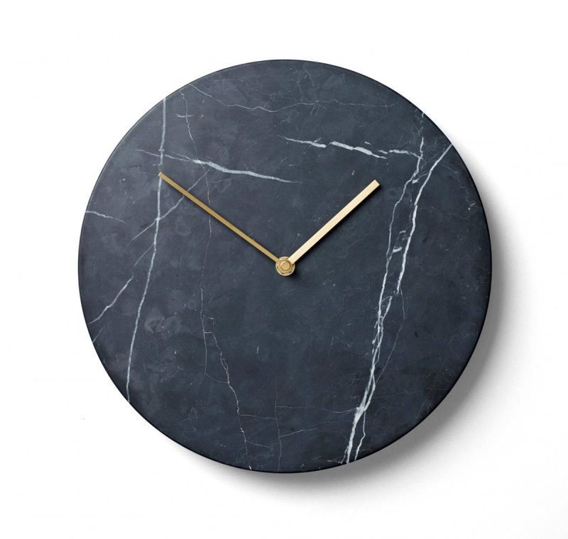 Menu MARBLE Marmurowy Zegar Ścienny - Marmur Carrara / Czarny