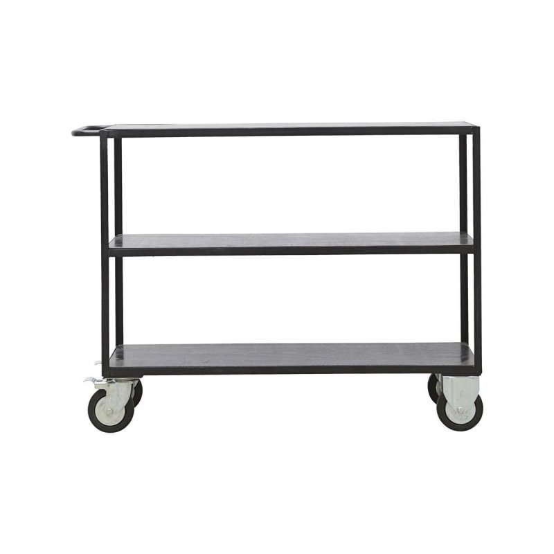 House Doctor UNIT Regał na Kółkach 98 cm z Drewnianymi Półkami - Czarny