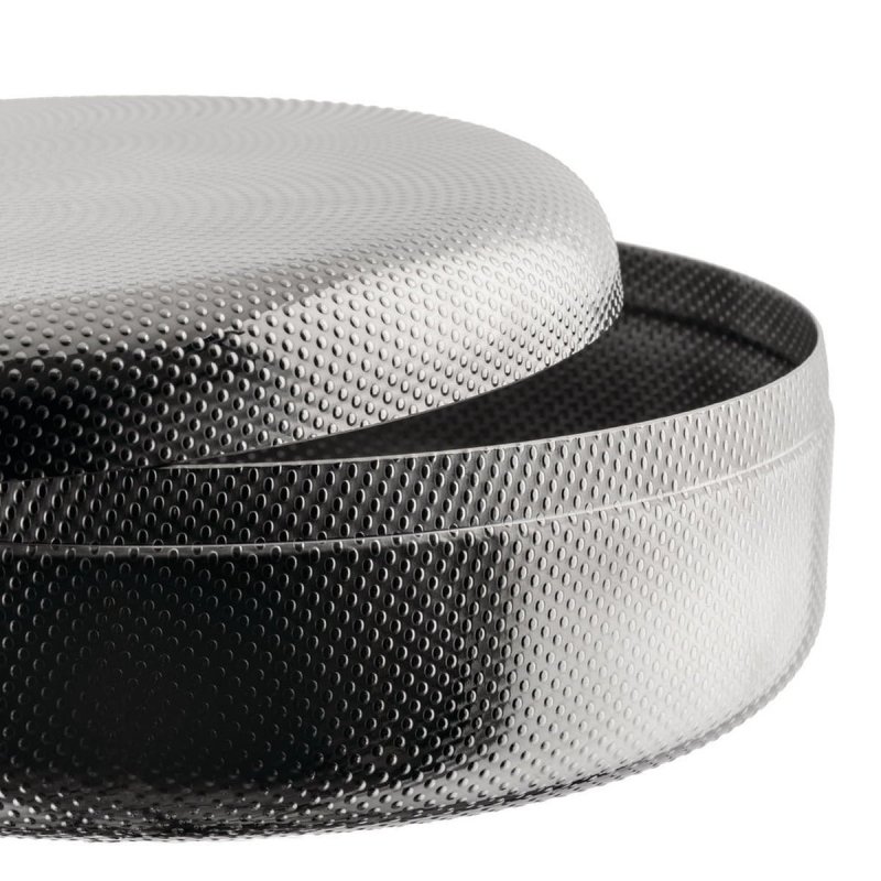 Alessi TEXTURE Stalowy Pojemnik z Pokrywką 23 cm Srebrny