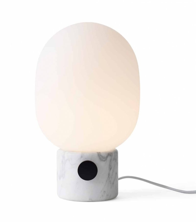Audo JWDA Lampa Stołowa ze Ściemniaczem / Podstawa Biały Marmur - Klosz Mleczny