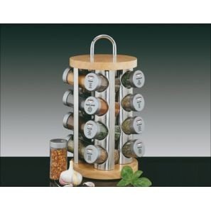 Küchenprofi KITCHEN Zestaw do Przypraw - Obrotowy Stojak z 16 Przyprawami / Drewniany