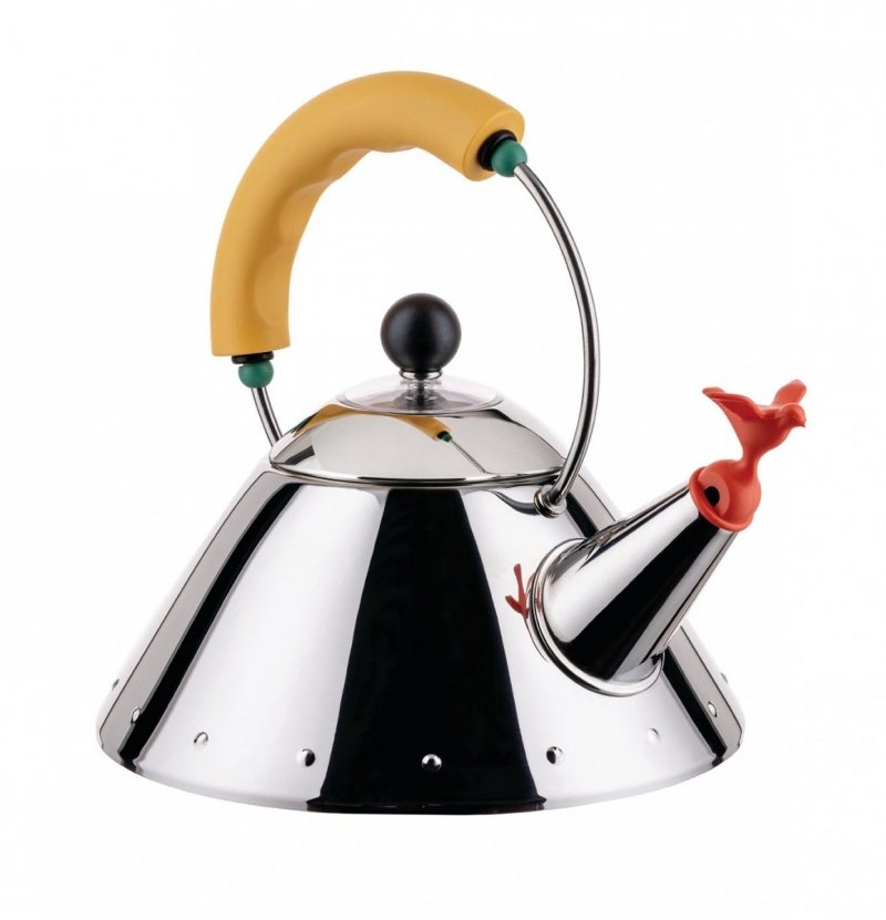 Alessi 9093 Czajnik z Gwizdkiem 1 l - Żółta Rączka / Pomarańczowy Gwizdek