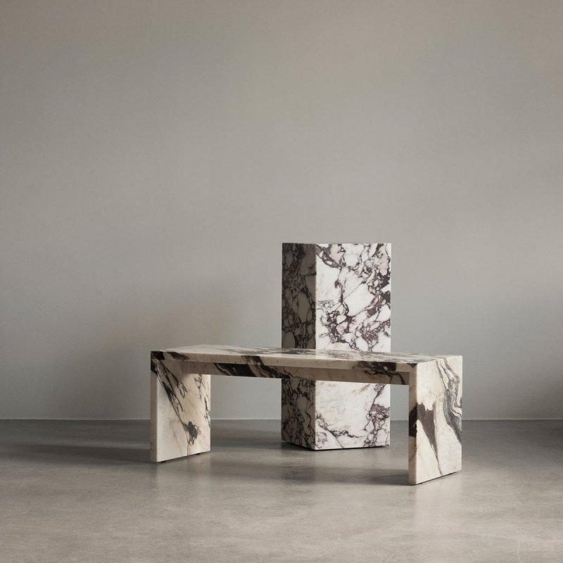Audo PLINTH Marmurowy Stolik Kawowy 100 cm / Szary Marmur Kendzo