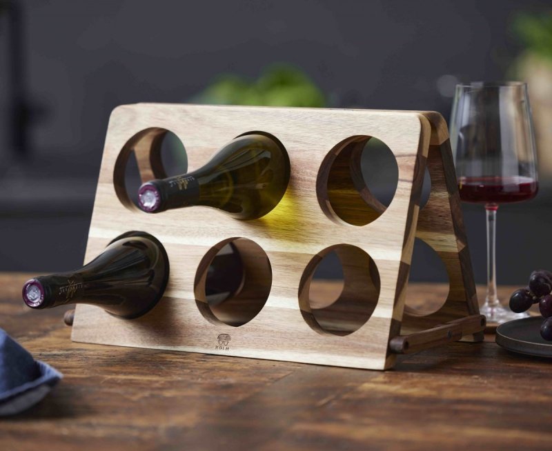 Holm WOODEN Drewniany Stojak na Wino / Akacja