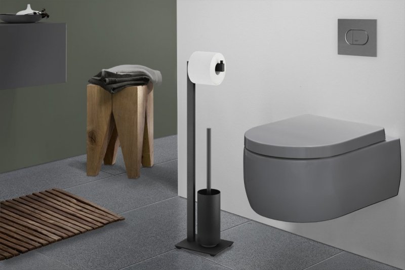 Zack LINEA BLACK Zestaw do WC - Uchwyt na Papier i Szczotka` Toaletowa - Czarny