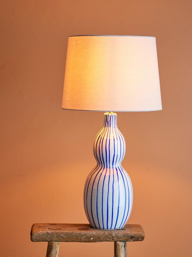 Bloomingville GAVISA Ceramiczna Lampa Stołowa z Kloszem / Niebieska