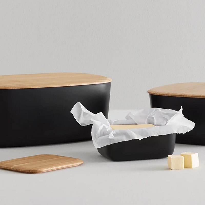 RIG-TIG by Stelton BOX-IT Mały Chlebak z Deską Bambusową / Czarny