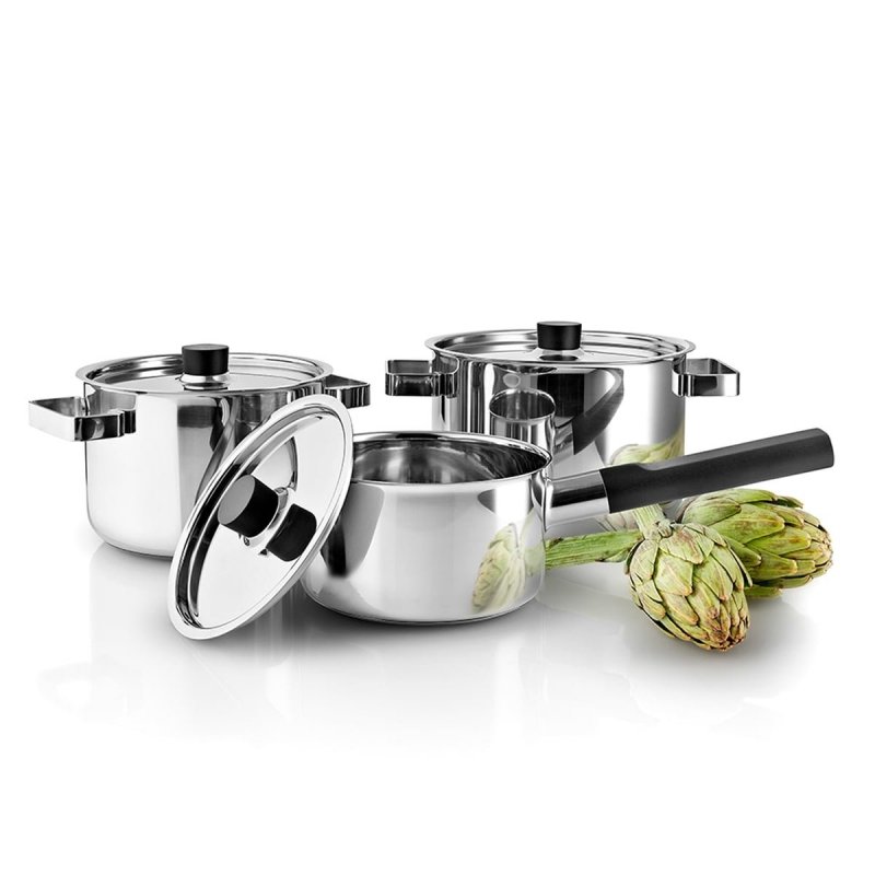 Eva Solo NORDIC KITCHEN Garnki - Komplet Garnków 6 El. Czarne Uchwyty