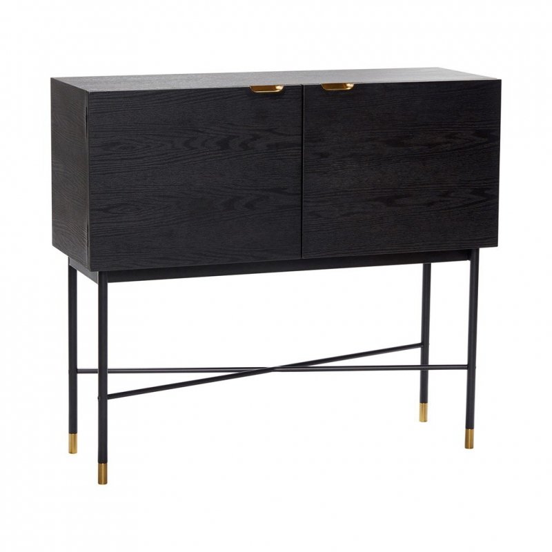 Hübsch NORDIC Komoda 100 cm Czarna / Złote Uchwyty