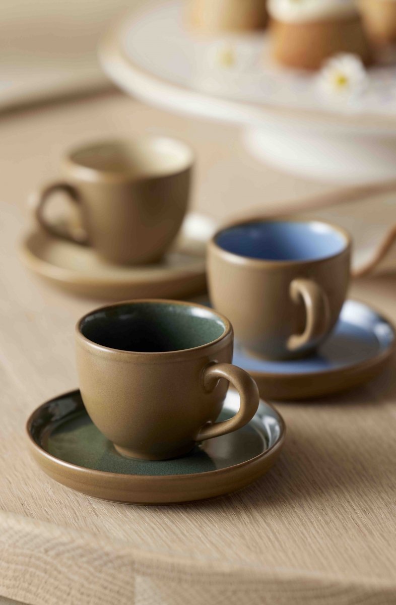 Bitz NORDIC Filiżanki ze Spodkiem do Kawy Espresso 70 ml Wood / Ocean