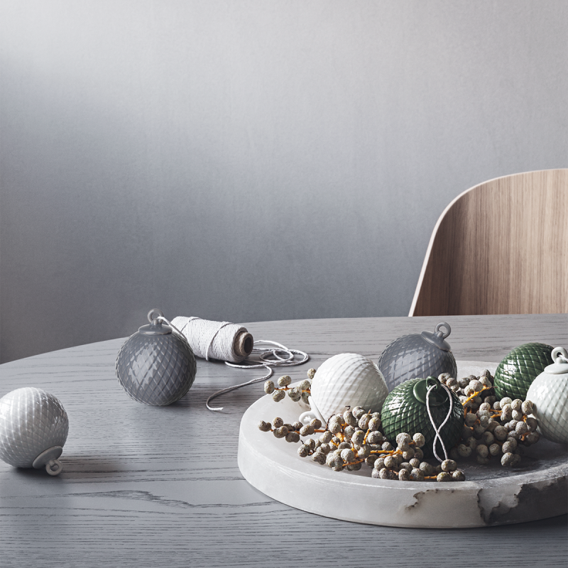 Lyngby Porcelain RHOMBE Bombka Porcelanowa - Szara