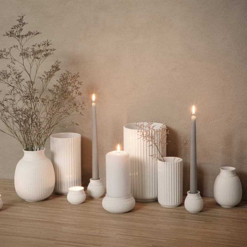 Lyngby Porcelain CURVE Świecznik na Świecę Bryłową 11 cm Biały