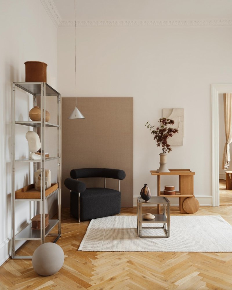 Kristina dam studio FOLDABLE Stalowy Stolik Pomocniczy - Boczny / Srebrny