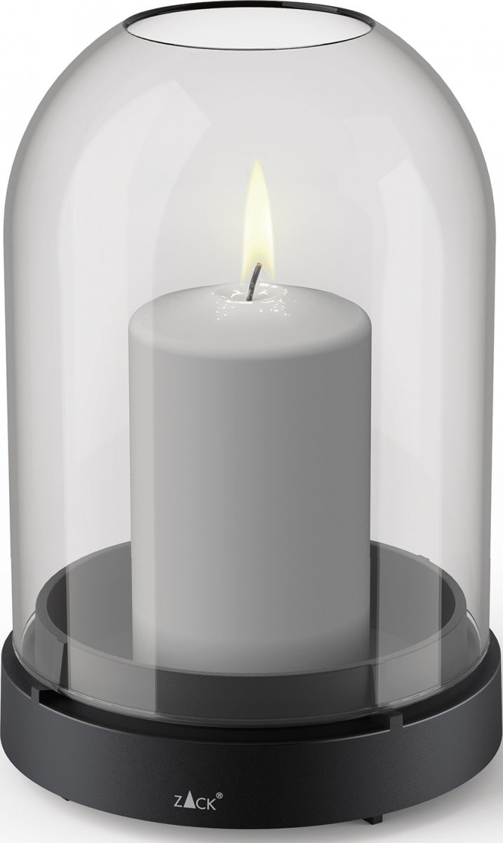 Zack TREVO Świecznik - Lampion ze Szklanym Kloszem 20,3 cm / Szary