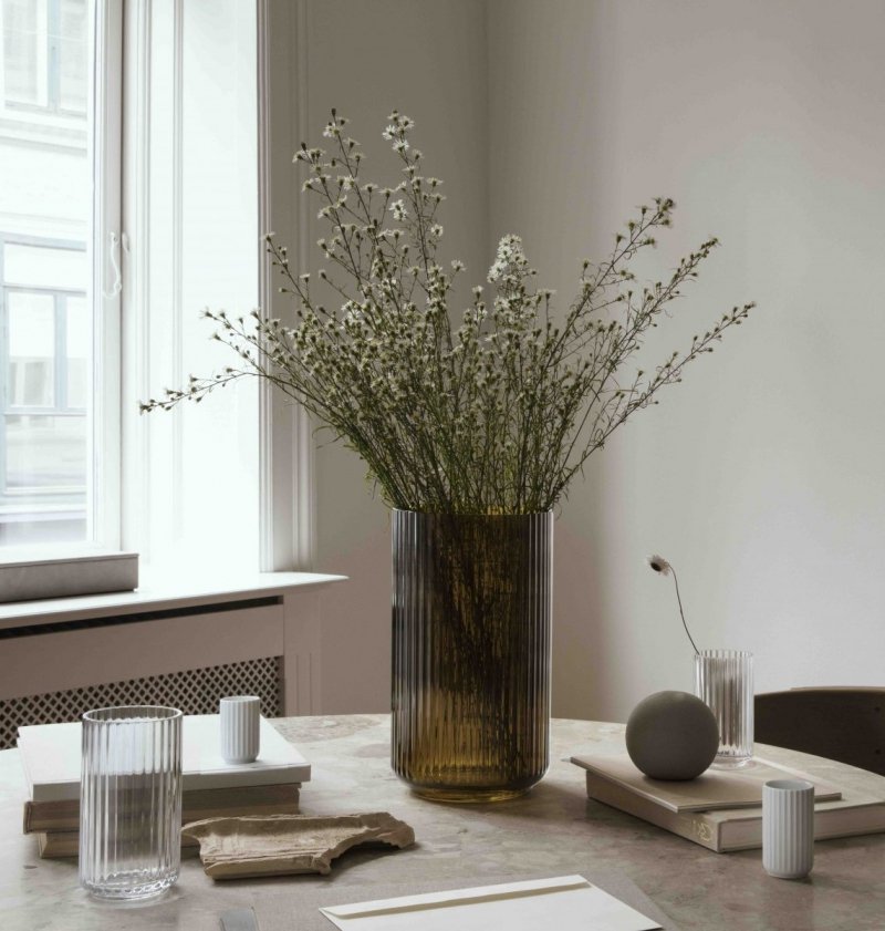 Lyngby Porcelain LYNGBY Wazon Szklany 25 cm Zielony / Oliwkowy