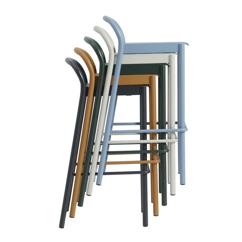 Muuto LINEAR Krzesło Barowe Ogrodowe - Hoker 65 cm / Ciemnozielony